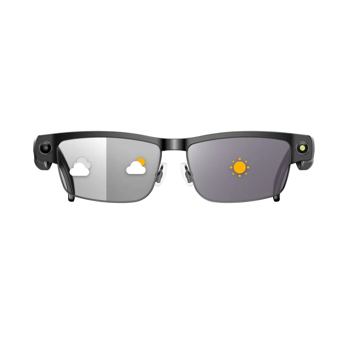 L802 Metal Half Rim AI Smart Glasses with 8MP Camera & Real-Time Translation