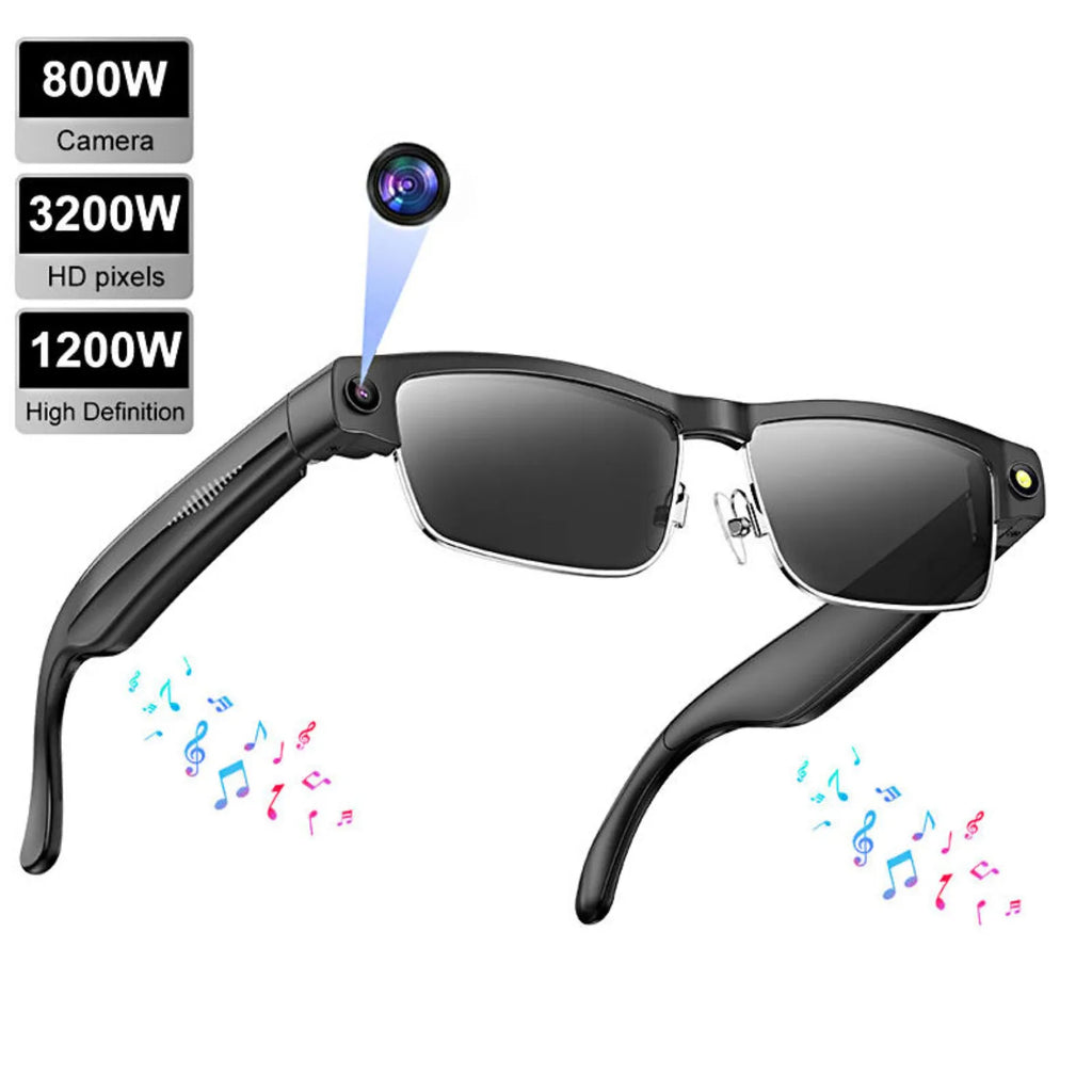 L802 Metal Half Rim AI Smart Glasses with 8MP Camera & Real-Time Translation