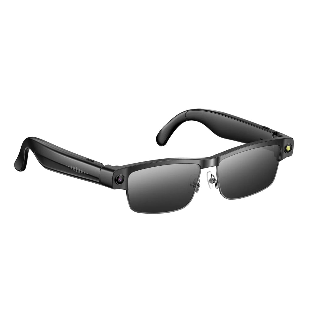 L802 Metal Half Rim AI Smart Glasses with 8MP Camera & Real-Time Translation