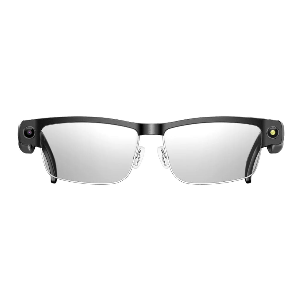 L802 Metal Half Rim AI Smart Glasses with 8MP Camera & Real-Time Translation
