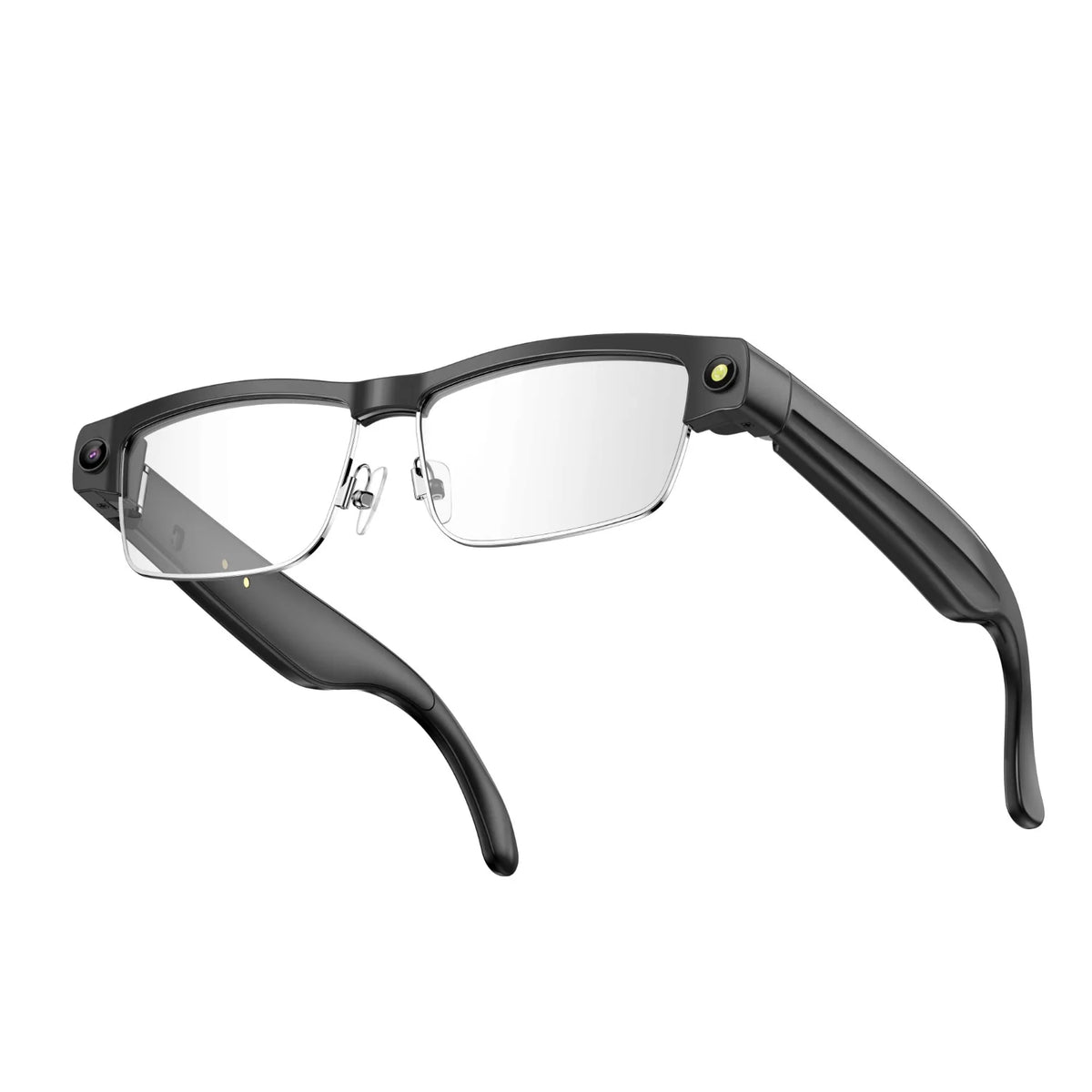 L802 Metal Half Rim AI Smart Glasses with 8MP Camera & Real-Time Translation